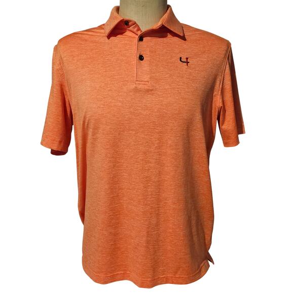 Short Par 4 Men’s Golf Polo Shirt Orange Heather Performance Stretch Size Large - Picture 1 of 9